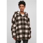 Urban Classics / Ladies Hooded Oversized Check Sherpa Jacket pink/brown