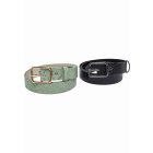 Curea femei // Urban Classics / Ostrich Synthetic Leather Belt 2-Pack black/leaf
